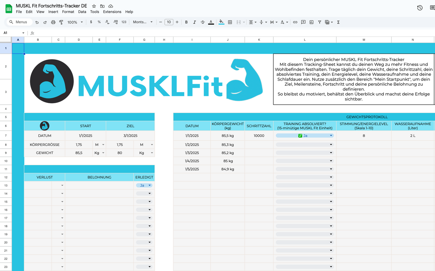 MUSKL Fit Fortschritts-Tracker